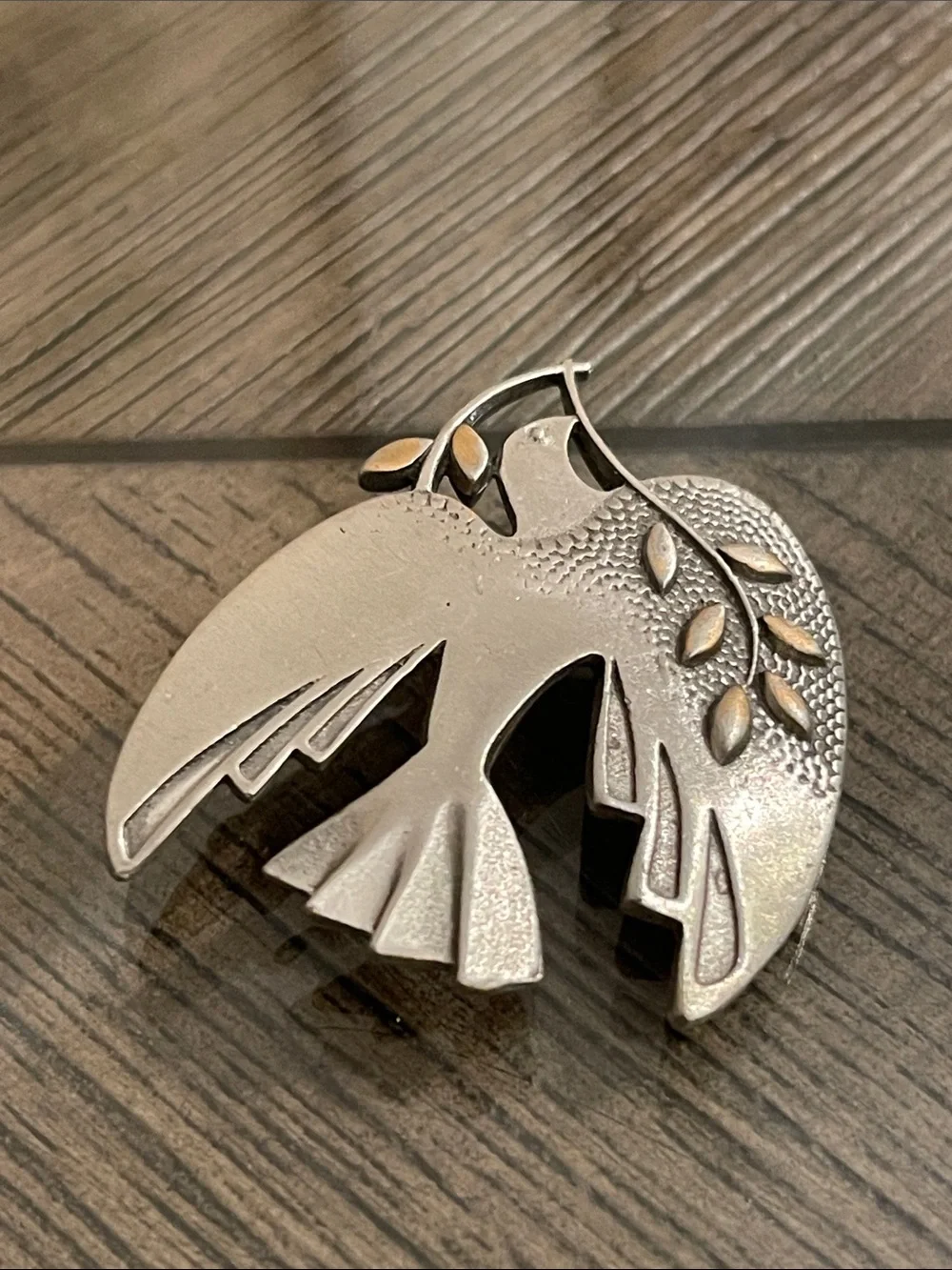 Tom Reardon & Kathleen Doyle Handcrafted Mixed-Metal Peace Dove Brooch